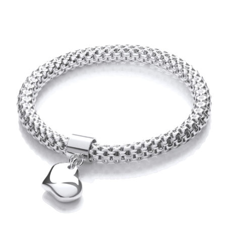 Mesh with Heart Pendant- Fancy Bracelet