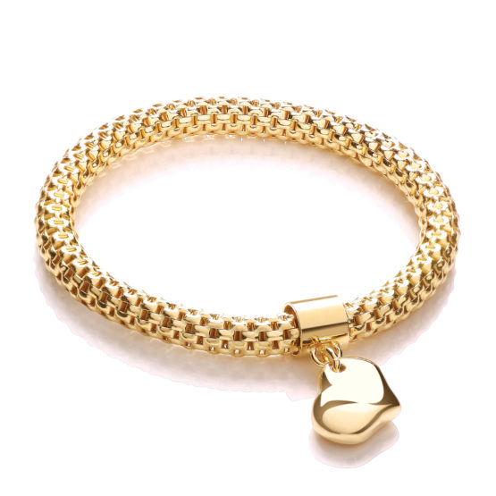 Yellow Mesh with Heart Pendant – Fancy Bracelet