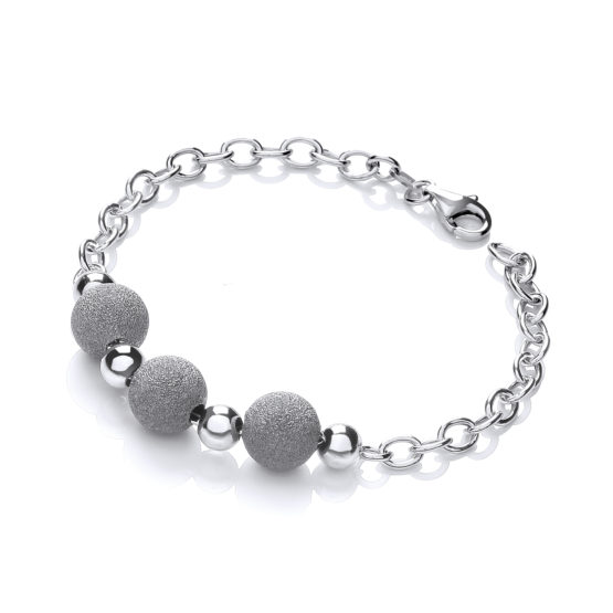 925 Sterling Silver with Three Moondust Beads Bracelet