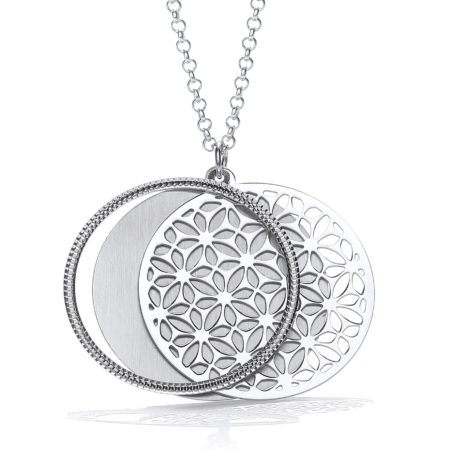 Round Filigree Pattern with Circle Slider 18" Necklace