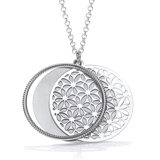 Round Filigree Pattern with Circle Slider 18″ Necklace