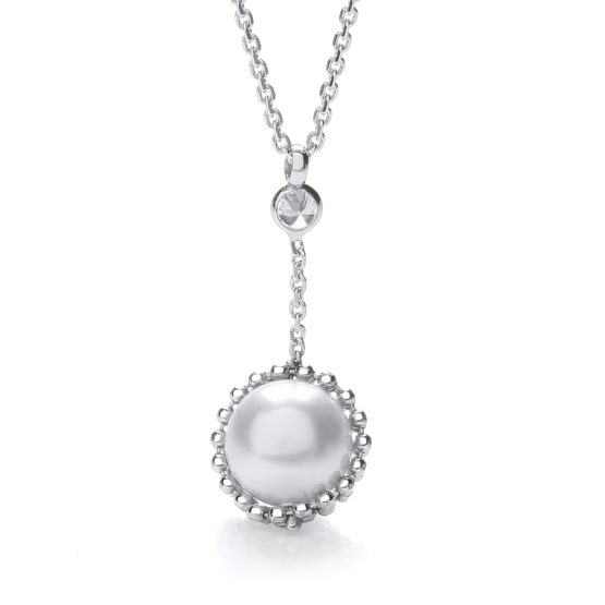 Swarovski Pearl Drop Necklace 17″