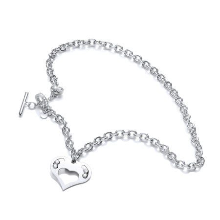 925 Sterling Silver Heart Chain with Floating Swarovski Elements