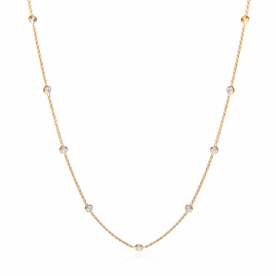 Gold Coated Rubover 11 Cz’s Necklace 18″