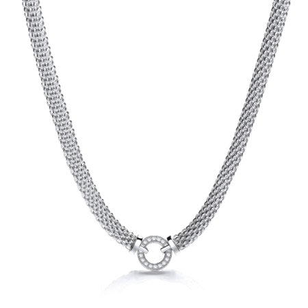 Mesh Necklace with Circle Cz's 17"