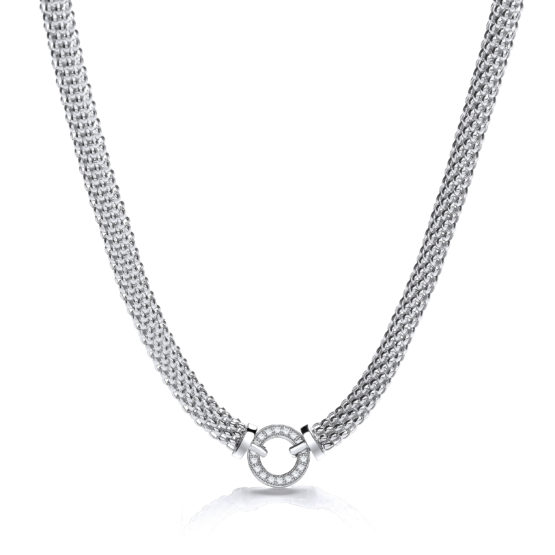 Mesh Necklace with Circle Cz’s 17″