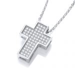 Simulated Diamond Sterling Silver Cross Pendant Necklace