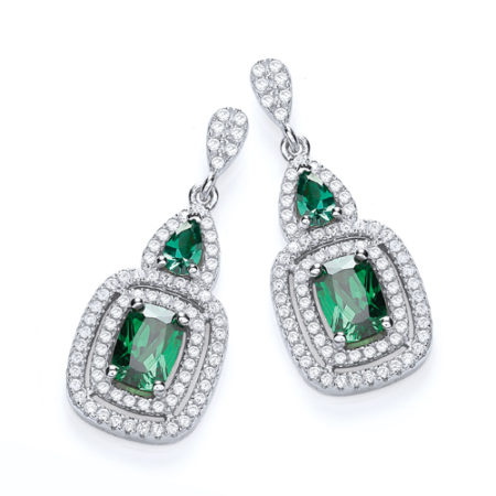 Micro Pave' Fancy Drop with Green Cz's