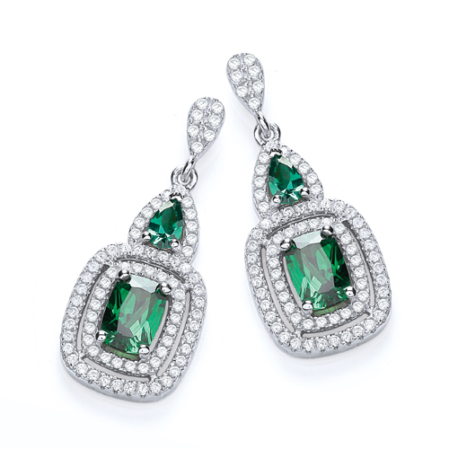 Micro Pave’ Fancy Drop with Green Cz’s