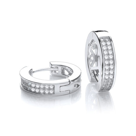 Micro Pave' Square Half Tube Hoop with Cz