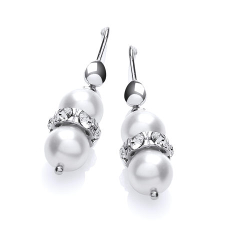Swarovski Glass Pearl with Crystals Earrings