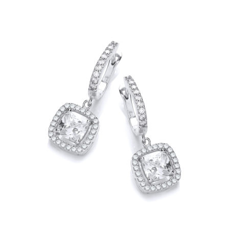 Micro Pave' White CZ Drop Earrings