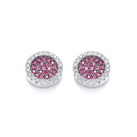 Micro Pave' Round Pink Cz Stud Earrings