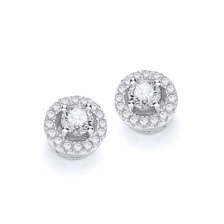 Micro Pave' Halo Style Cz Earrings