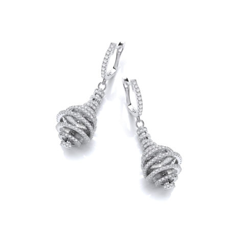 Micro Pave' Circles Layered Into a Pear Shape Cz Earrings