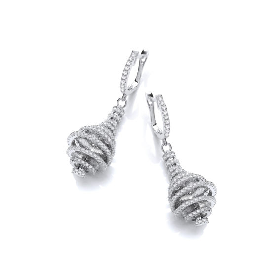 Micro Pave’ Circles Layered Into a Pear Shape Cz Earrings