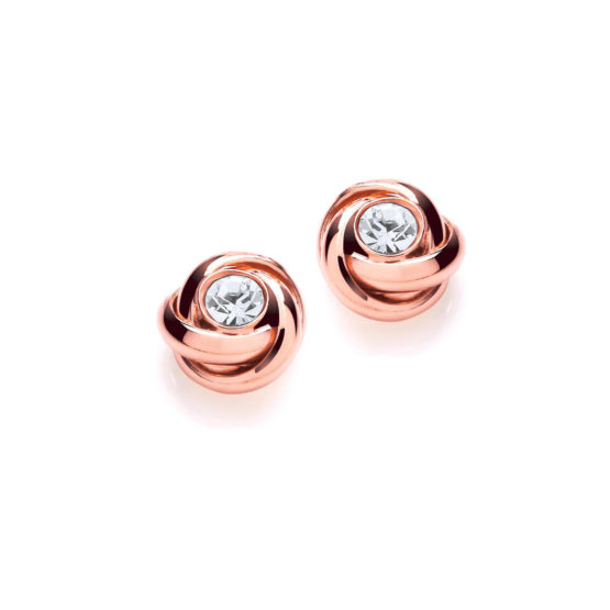Rose Knot with Cz in the Centre Stud Earrings