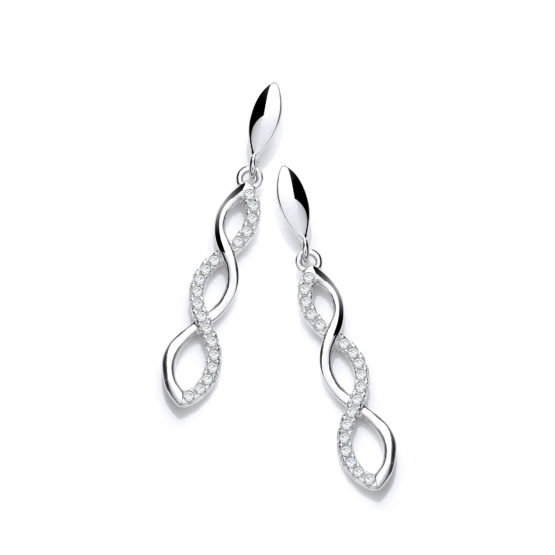 Micro Pave’ Extended Figure of 8 Drop Cz Earrings