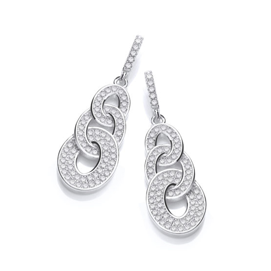 Micro Pave’ Oval Intertwined Cz Drop Earrings