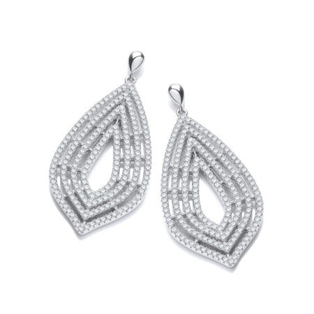 Micro Pave' Cz Large Drop Earrings