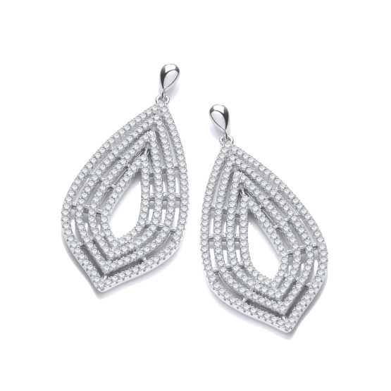 Micro Pave’ Cz Large Drop Earrings