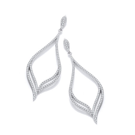 White Gold Finish Created Diamond drop Earrings Wedding Engagement Jewelry Women