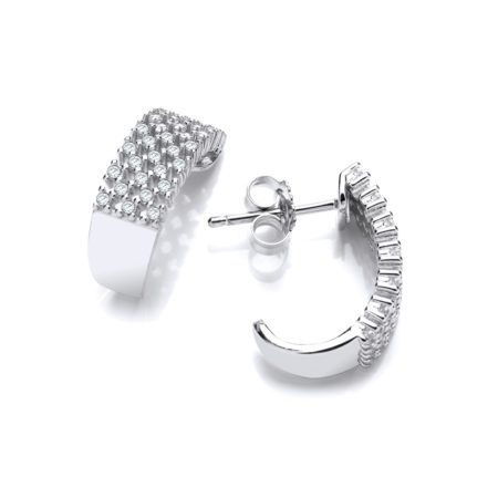 White Gold Finish Created Diamond Hoop Earrings Wedding Engagement Jewelry Women