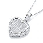 JJAZ 925 Sterling SILVER CREATED DIAMOND HEART PENDANT WOMEN Ladies Necklace