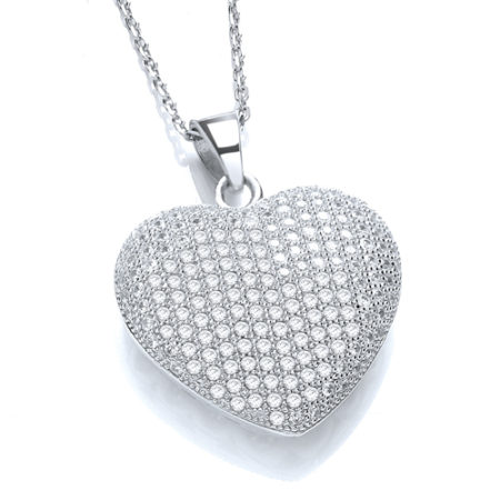 Micro Pave' Heart Pendant with 18" Chain