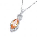 CAROLINE Champagne Zirconia Pendant Necklace made with Swarovski®Crystals in 14K White Gold Overlay