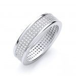 JJAZ 925 Sterling Silver CZ Micro Pave Ladies Eternity Ring Women Wedding Engage