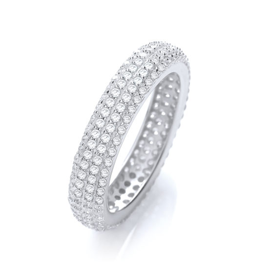 JJAZ Created Diamond Eternity Ring Platinum on 925 Sterling Silver Women Wedding