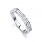 JJAZ Created Diamond 925 Sterling Silver Eternity Ring Women Wedding Engagement