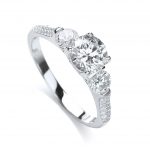 JJAZ Created Diamond Trilogy Paved 925 Sterling Silver Ladies Ring Women Wedding