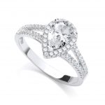 JJAZ 925 Sterling Silver Drop Cut Diamond Pave Ladies Ring Women Wedding Engage