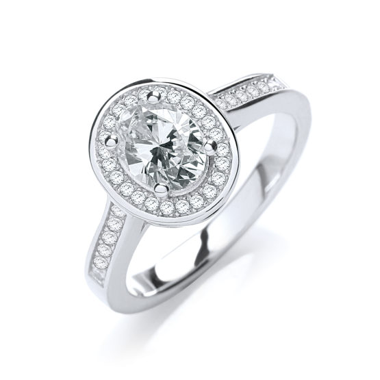 JJAZ 925 Sterling Silver Solitaire Diamond Pave Ladies Ring Wedding Engagement