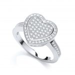 JJAZ 925 Sterling Silver CZ Micro Pave Ladies Heart Ring Women Wedding Engage