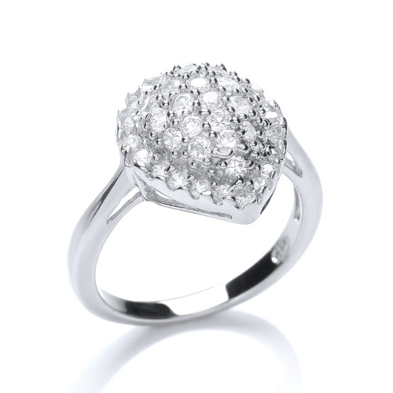 JJAZ 925 Sterling Silver Diamond Round Ring Pave Hallmarked Fine Jewellery Women