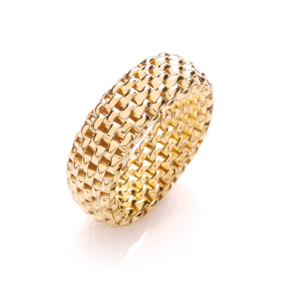 Designer 925 Sterling Silver Mesh Contemporary Gold Ring Women Jewellery