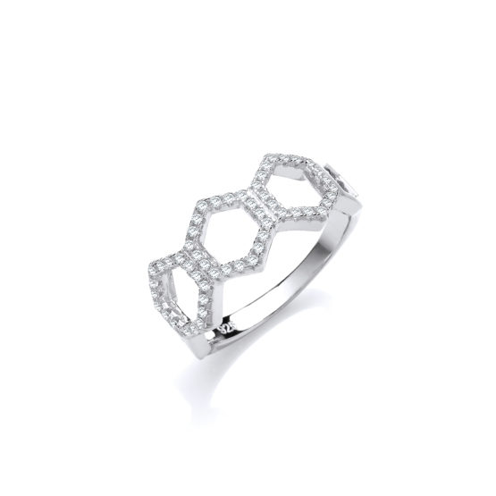 Arlene 14K Gold Sterling Silver Ring Honeycomb Design